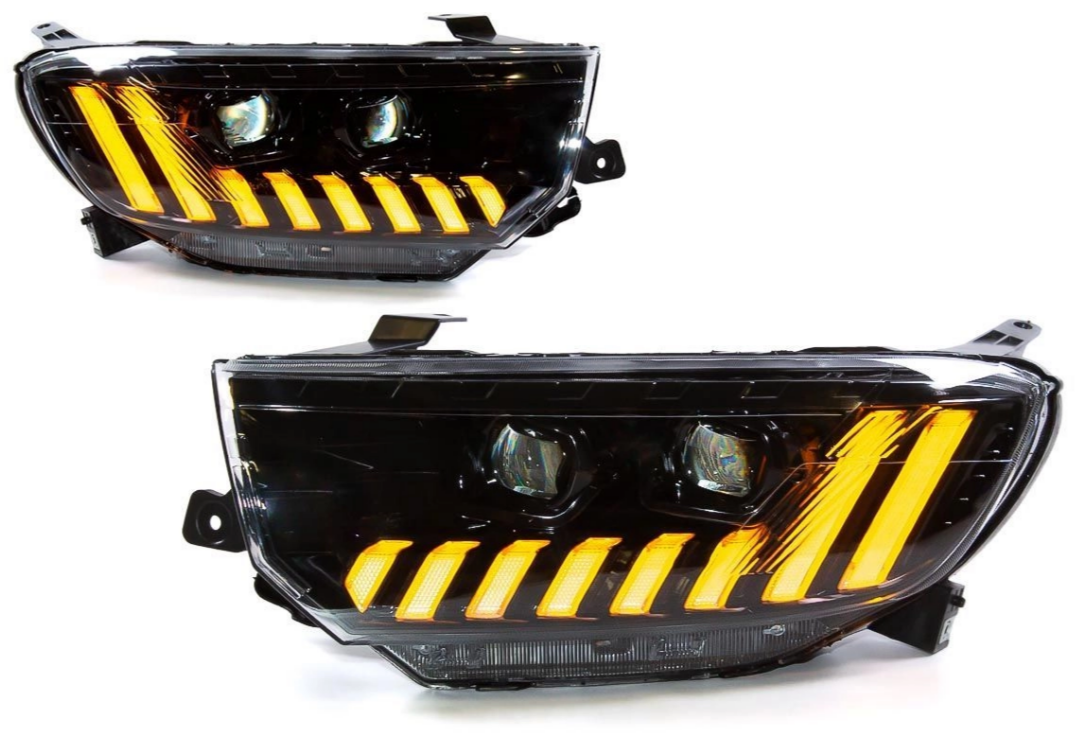 Фары Lada Granta FL в стиле Audi Q8 с двумя БИ-LED линзами, динамическим розжигом ДХО и поворотниками 