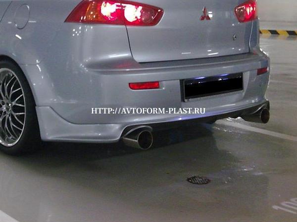 Юбка заднего бампера MV Zodiak Вар.№2 под двойной выхлоп для Mitsubishi Lancer X