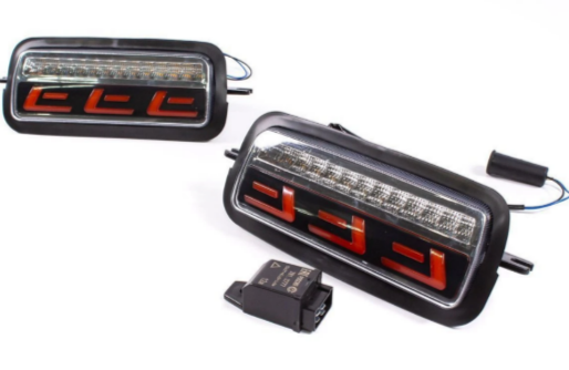 Надфарники LED с ДХО DLAA PL-2121R красные для Лада Нива 4х4 