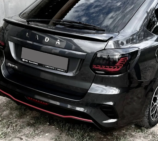 Задние светодиодные фонари в стиле AUDI Grey BestPartner для Лада Гранта, Гранта FL лифтбек