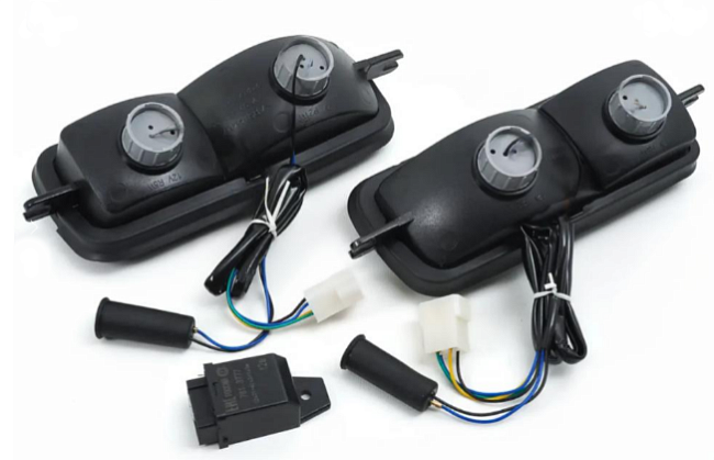 Надфарники LED с ДХО DLAA PL-2121R красные для Лада Нива 4х4 