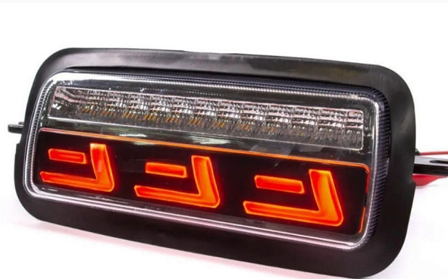 Надфарники LED с ДХО DLAA PL-2121R красные для Лада Нива 4х4 