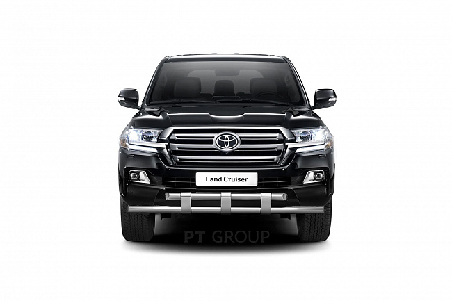 Защита переднего бампера двойная с пластинами Ø63/63мм (НПС) TOYOTA LAND CRUISER 200 2014- РТ TLC220203