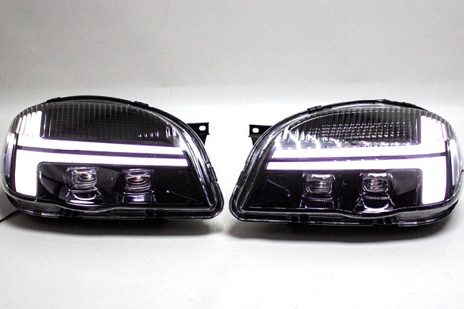 Тюнинг фары в стиле Audi 4 BI LED линзы для Chevrolet Niva ВАЗ 2123