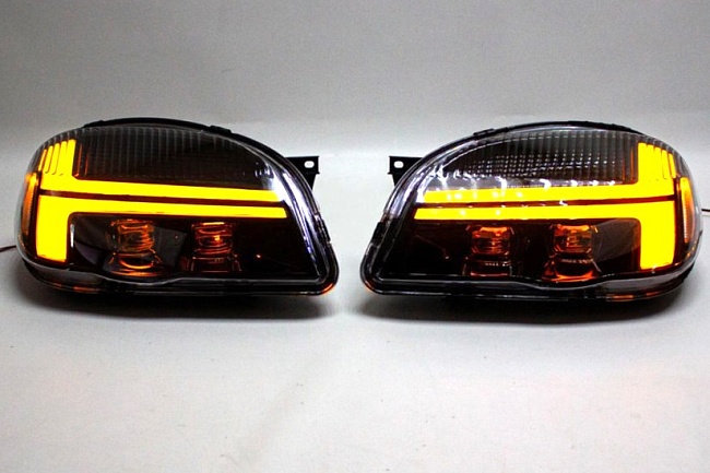 Тюнинг фары в стиле Audi 4 BI LED линзы для Chevrolet Niva ВАЗ 2123