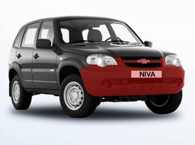 Бампер передний Chevrolet Niva "Bertone" (в сборе) Оригинал 21230280301555