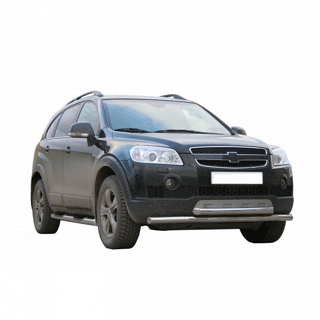 Защита переднего бампера труба двойная Chevrolet Captiva (2007-2012)63.5 мм (ППК) (1690К)