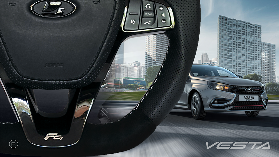 Анатомическое рулевое колесо Grand Premium со вставками из алькантары для Lada Vesta, XRAY, Largus FL